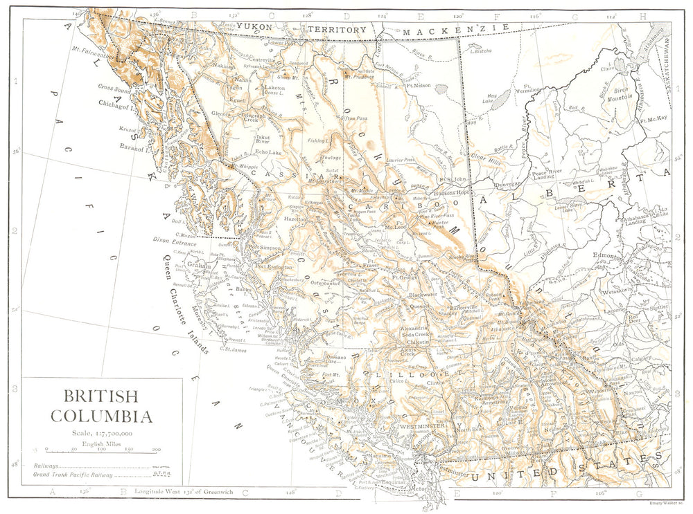 CANADA. British Columbia 1910 old antique vintage map plan chart