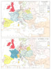 EUROPE. Europe in 1810; Europe in 1815 1910 old antique vintage map plan chart