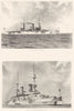 SHIPS. U S A Illinois; German Kaiser Frederick III 1910 old antique print