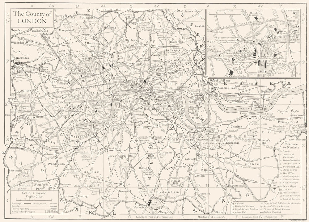 CENTRAL LONDON. Inset map of The West End  1910 old antique plan chart