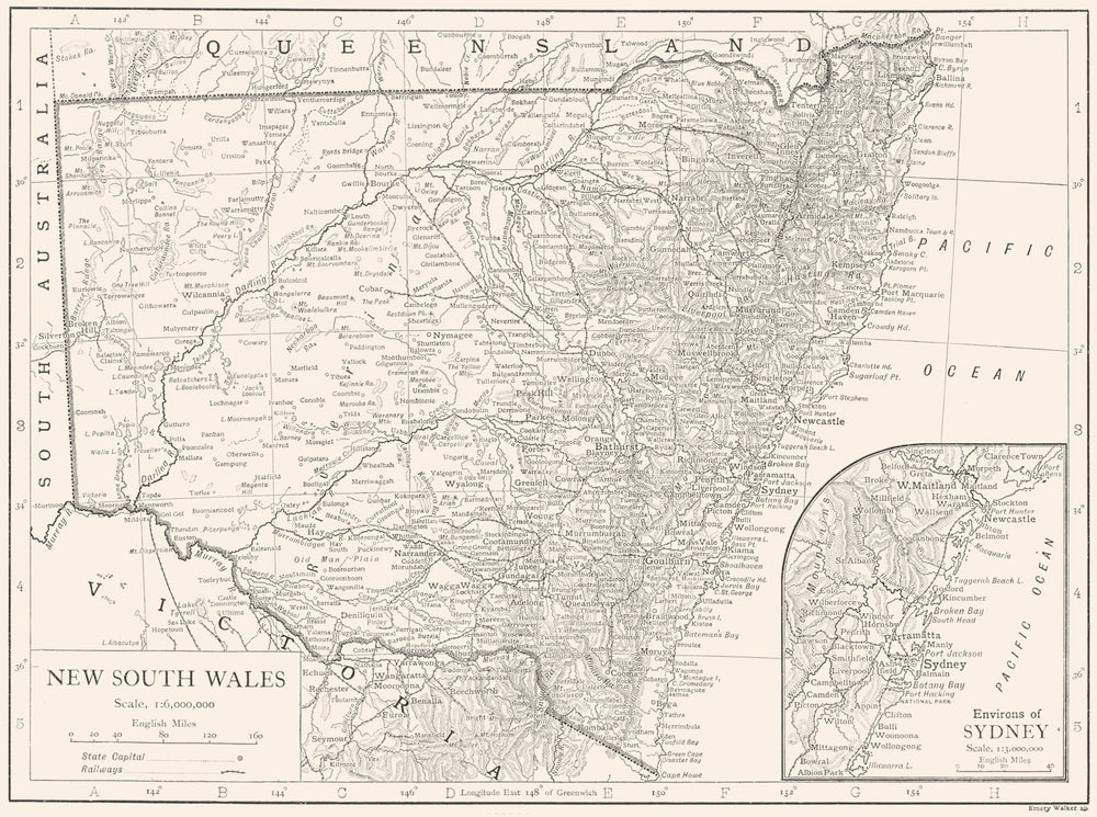AUSTRALIA. New South Wales; Inset map of Environs of Sydney 1910 old