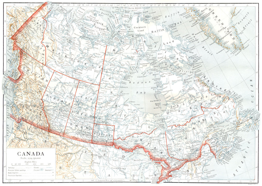 CANADA. Canada 1910 old antique vintage map plan chart