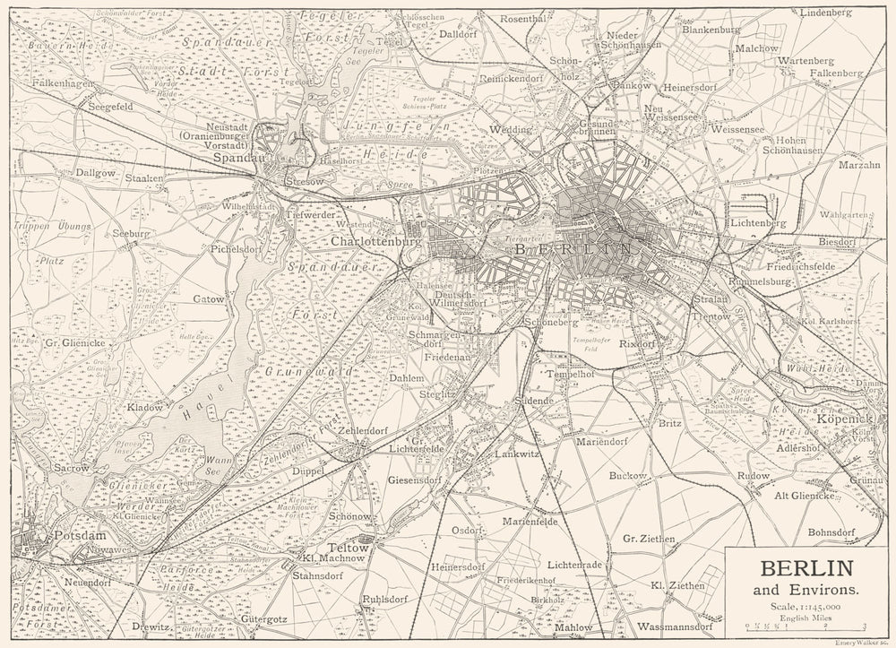 GERMANY. Berlin and Environs 1910 old antique vintage map plan chart