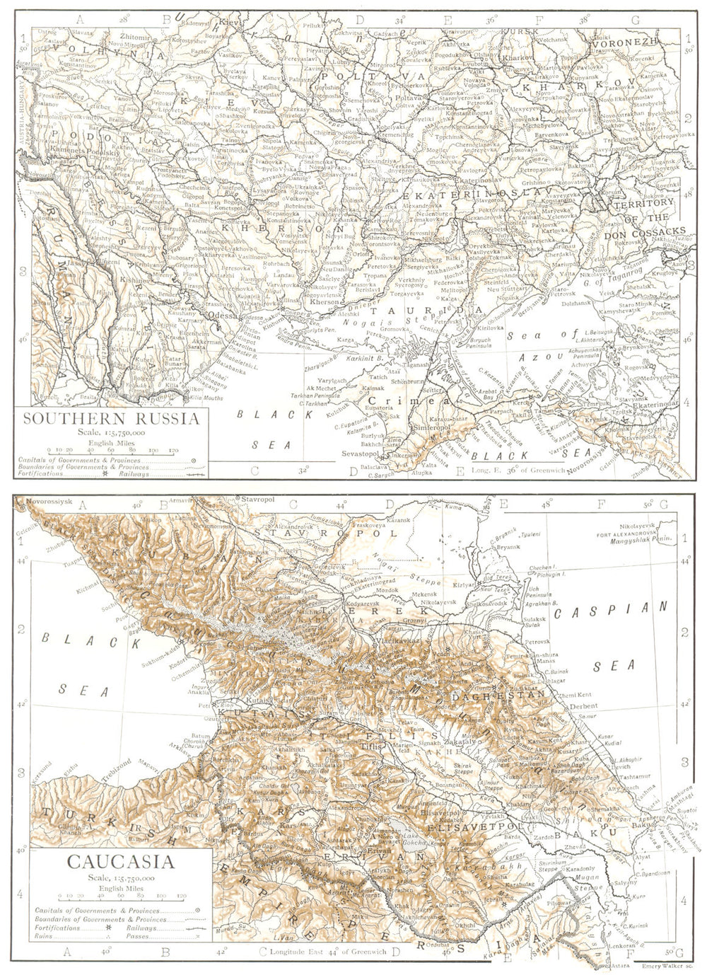 UKRAINE & CAUCASIA. Georgia Southern Russia Azerbaijan 1910 old antique map
