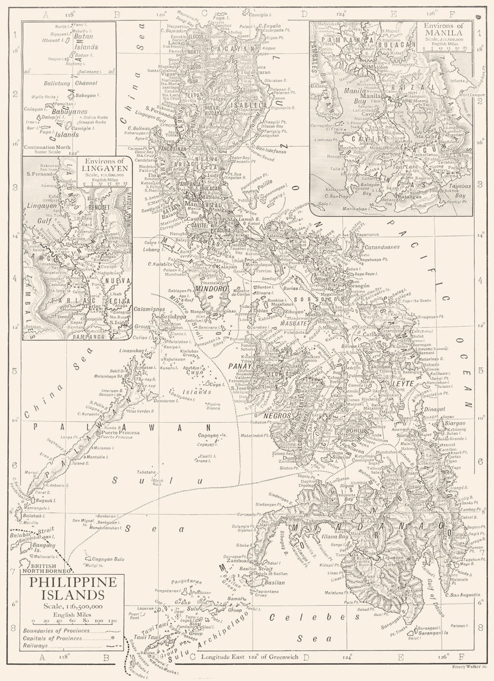 PHILIPPINES. Philippine Islands; Inset Lingayen,  Manila 1910 old antique map