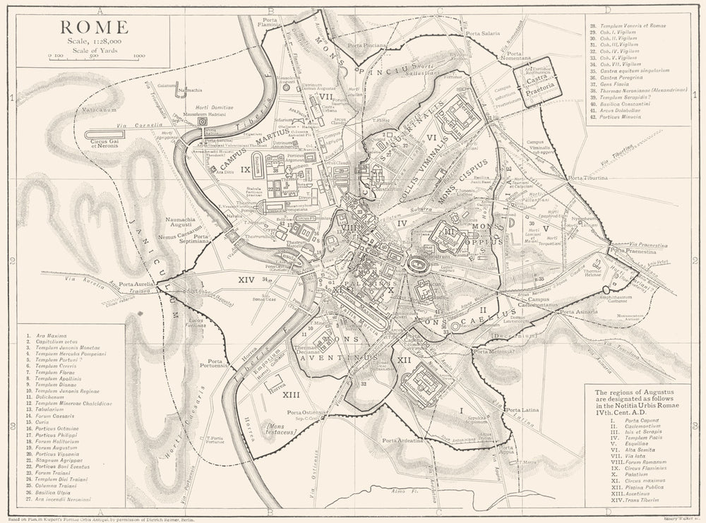 ROME. Plan of Ancient Rome 1910 old antique vintage map chart