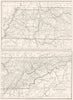 TENNESSEE. Tennessee state map showing counties 1910 old antique chart