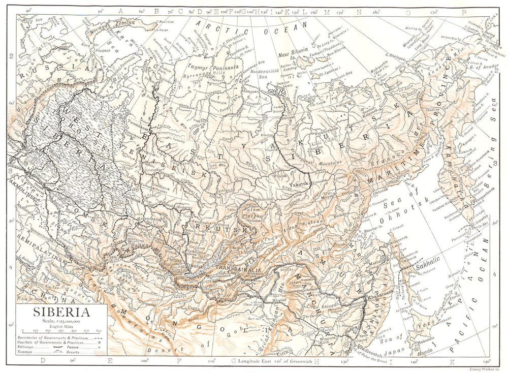 RUSSIA. Siberia. Russia in Asia 1910 old antique vintage map plan chart