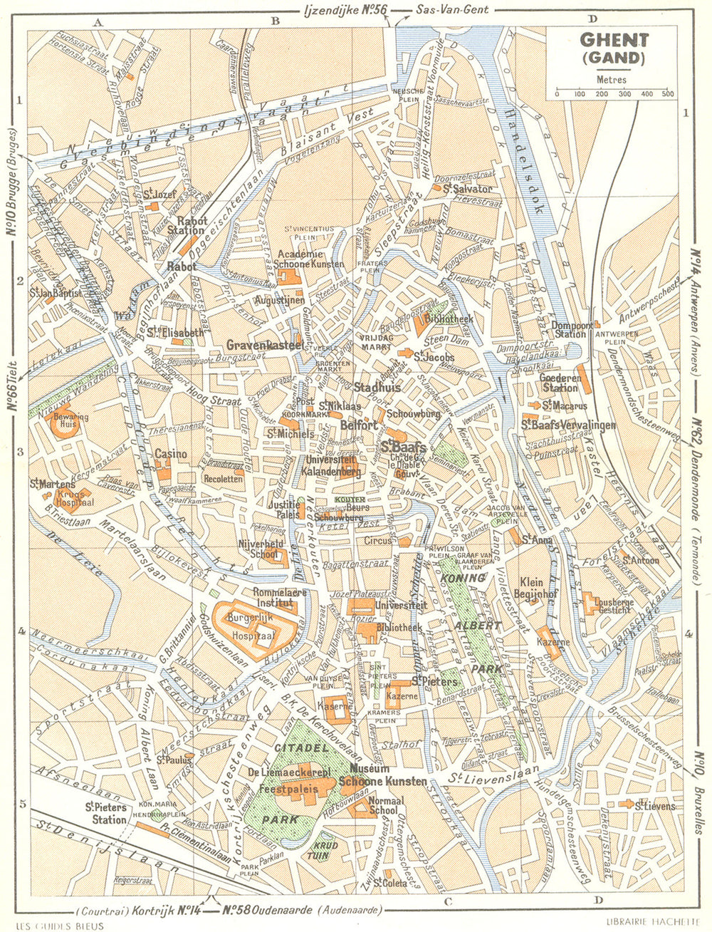 BELGIUM. Ghent (Gand)  1950 old vintage map plan chart