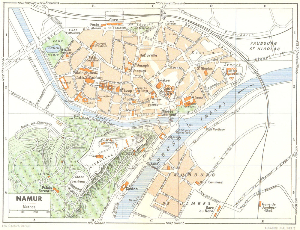 BELGIUM. Namur 1950 old vintage map plan chart