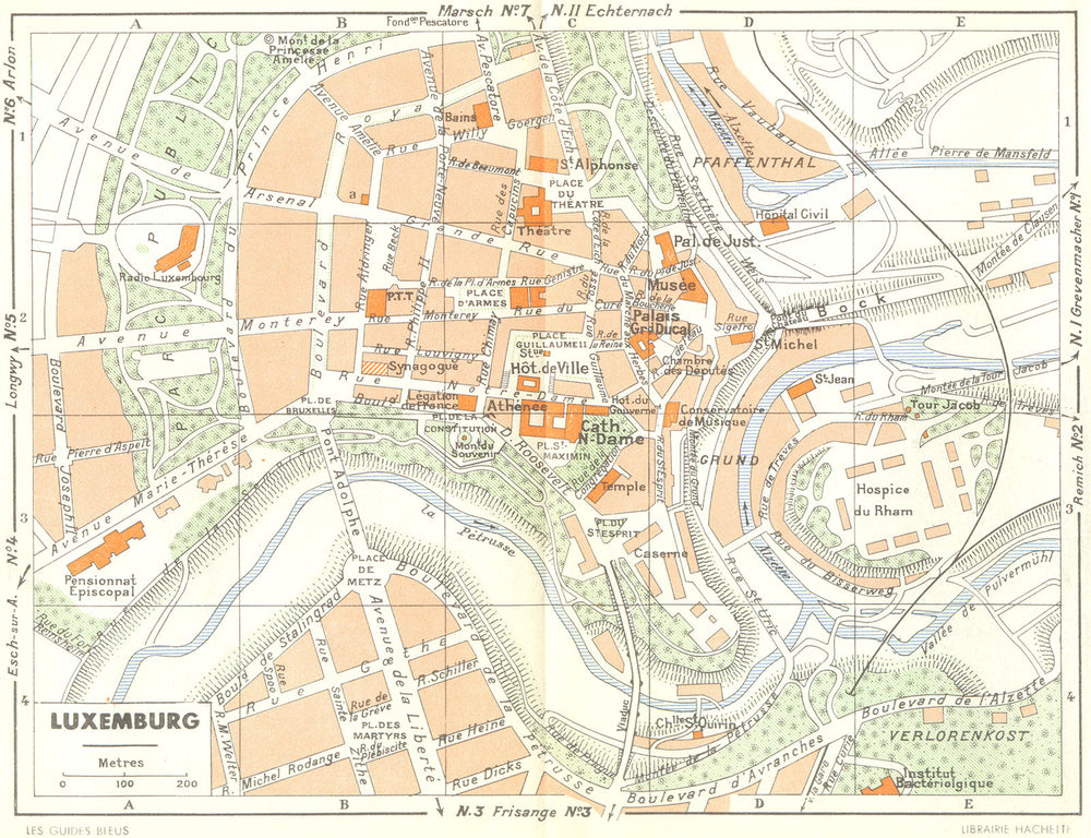 LUXEMBOURG. Luxemburg 1950 old vintage map plan chart