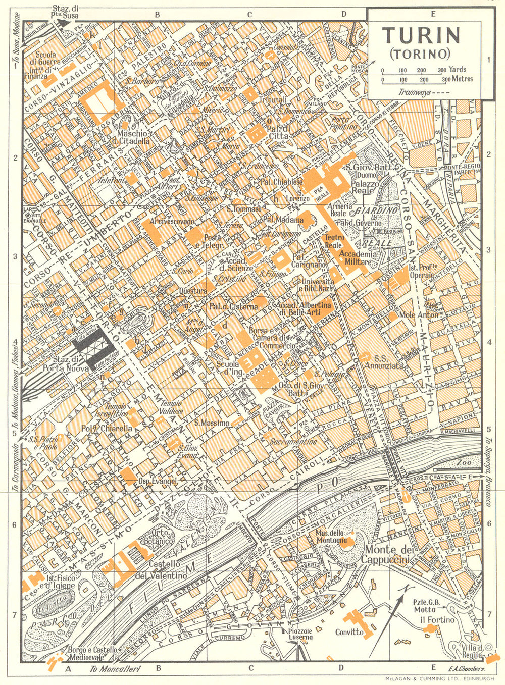 TURIN town/city plan. Torino. Italy 1960 old vintage map chart