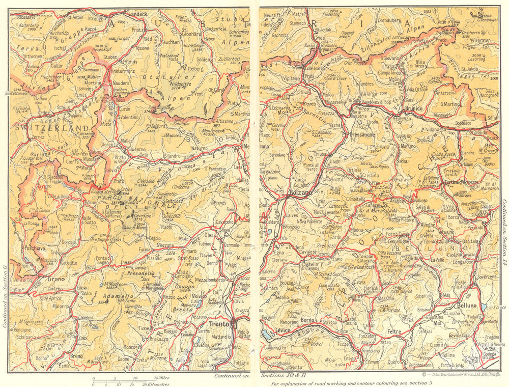 ITALY. Alpi Dolomitiche Trentino Alto Trento Bolzano Dolomites 1960 old map