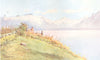 SWITZERLAND. The Rhone Valley from Chexbres 1917 old antique print picture