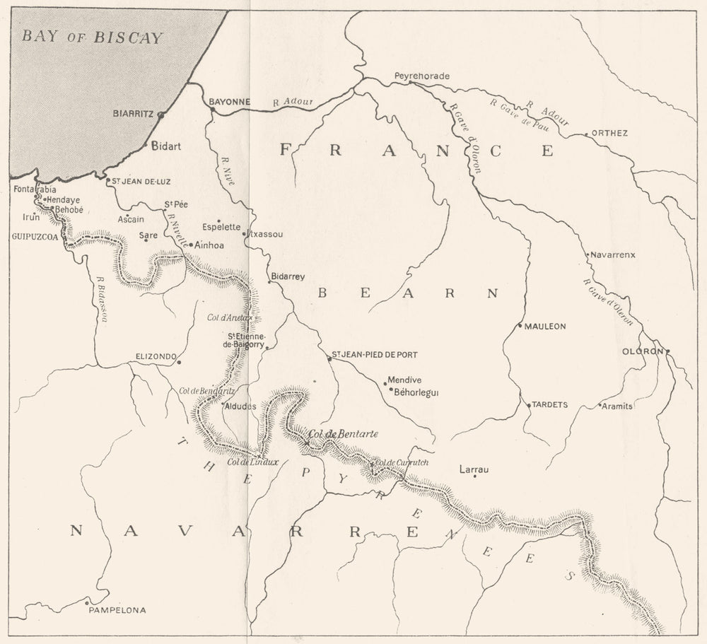 PYRÉNÉES-ATLANTIQUES. Basque country. Sketch Map 1921 old chart