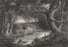 LANDSCAPE WITH JAQUES & WOUNDED STAG. Sir George Beaumont 1835 old print