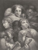A STUDY OF HEADS. Antonio da Correggio 1835 old antique vintage print picture