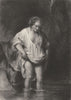 A WOMAN BATHING. Rembrandt 1835 old antique vintage print picture