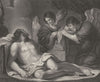 THE DEAD CHRIST WITH ANGLES. Guercino 1835 old antique vintage print picture