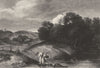 LANDSCAPE WITH TOBIT AND THE ANGEL. Rembrandt 1835 old antique print picture