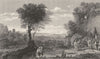 LANDSCAPE WITH SINON BROUGHT PRISONER TO PRIAM. Claude Lorraine 1835 old print