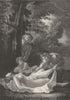 NYMPH AND SATYRS. Nicholas Poussin 1835 old antique vintage print picture