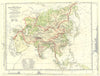 ASIA. Map of the Mountain Chains and the River systems of Asia 1881 old