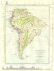 SOUTH AMERICA. Map Mountain Chains & river systems of 1881 old antique