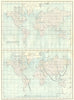 WORLD.Cotidal lines;curves of equal Magnetic variation(Admiralty chart) 1881 map