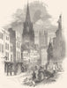 SOMERSET. Bath. Broad Street and St Michael's Church 1850 old antique print