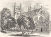 DEVON. Exeter Cathedral 1850 old antique vintage print picture