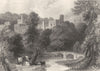 DERBYSHIRE. Haddon Hall 1850 old antique vintage print picture