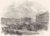 NOTTINGHAMSHIRE. Market-place and Exchange, Nottingham 1850 old antique print