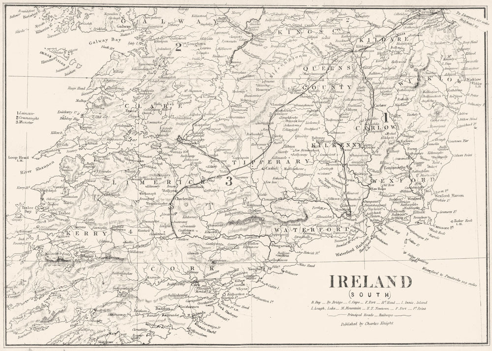 IRELAND. Ireland (South)  1850 old antique vintage map plan chart