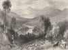 WALES. North Wales. The Vale of Llangollen 1850 old antique print picture