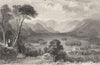 CUMBRIA. Derwent Water, from the Castle head, Cumberland (Allom)  1832 print