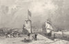 DURHAM. Sunderland, Harbour, from the Pier, Durham (Allom)  1832 old print