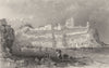 NORTHUMBERLAND. Tynemouth Castle & Bathing Place (Allom)  1832 old print