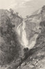 CUMBRIA. Waterfall, near Sty Head, Cumberland (Allom)  1832 old antique print