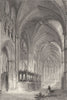 DURHAM. Interior of Durham Cathedral, from the Nine Altars (Allom)  1832 print