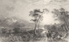 NORTHUMBERLAND. Prudhoe Castle, on the Tyne (Allom)  1832 old antique print