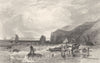 DURHAM. Blackhall Rocks, Hartlepool in the distance, Durham (Allom)  1832