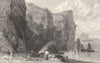 DURHAM. Marsden Rocks, Coast of Durham (Allom)  1832 old antique print picture