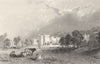 NORTHUMBERLAND. Featherstone Castle, Northumberland (Allom)  1832 old print