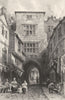 NORTHUMBERLAND. The black gate, Newcastle of tyne, Northumberland (Allom)  1832