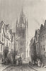 NORTHUMBERLAND.St Nicholas Church,from middle street,Newcastle,Tyne(Allom) 1832