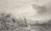 CUMBRIA. Bassenthwaite Lake looking South, Cumberland (Allom)  1832 old print