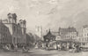 NORTHUMBERLAND. Morpeth, Market-Place (Allom)  1832 old antique print picture