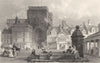 NORTHUMBERLAND. Hexham Market place, Northumberland (Allom)  1832 old print