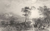 NORTHUMBERLAND. Prudhoe Castle, on the Tyne (Allom)  1832 old antique print